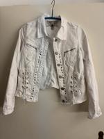 Wie neu: Gr. 36/38 Tredy Jeansjacke in weiß,  Glitzersteinchen Niedersachsen - Damme Vorschau