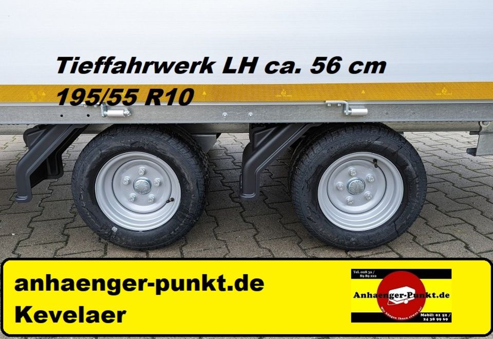 PKW PROFI Anhänger 3 m TIEFFAHRWERK LH 56 cm 2000kg 2,0t TANDEM in Rheinberg