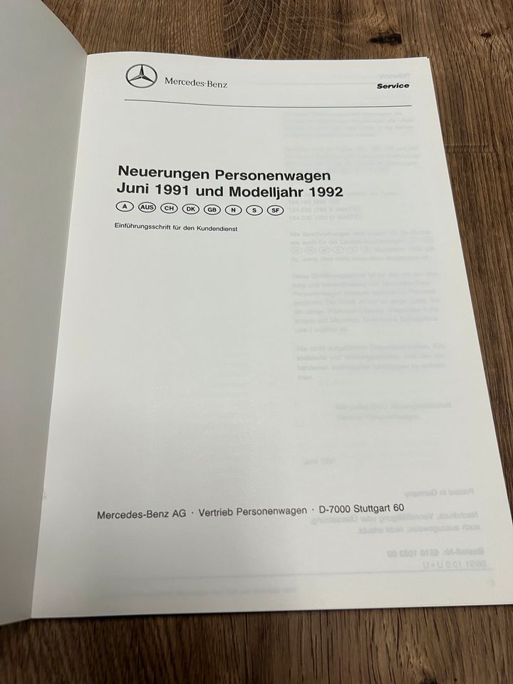 Mercedes Benz Werkstatthandbuch Neuerungen PKW Juni 1991 1992 in Murrhardt