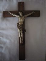 Kruzifix Holzkreuz massiv Jesus aus Metall 38x25 cm ca. 80 Jahre Nordrhein-Westfalen - Oer-Erkenschwick Vorschau