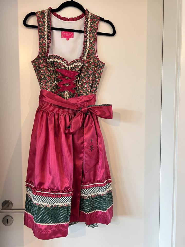 Krüger Madl Dirndl weinrot pink samt grün Blumen Wiesn 34 in München