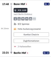 ICE Ticket Bonn/Köln - Berlin am 29.05. Brandenburg - Teltow Vorschau