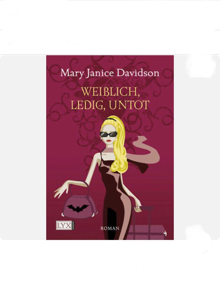 Mary Janice Davidson: Weiblich, ledig, untot. Band 1 Vampirbuch in Gräfelfing