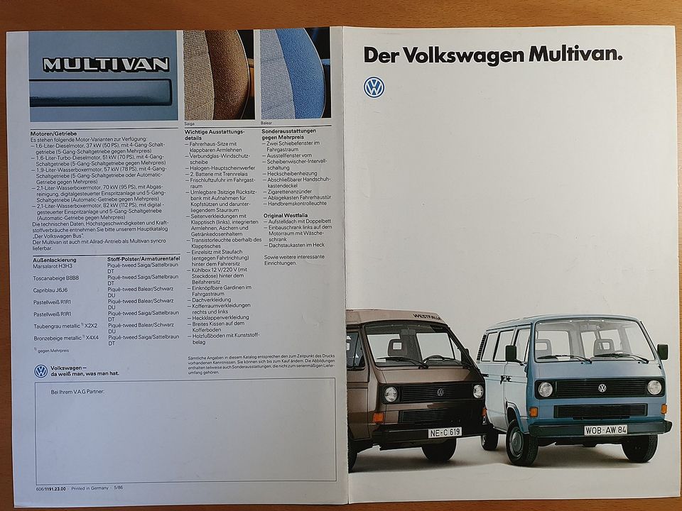 13 verschiedene Prospekte VW T3 Taro T4 California Sven Hedin in Wolfsburg