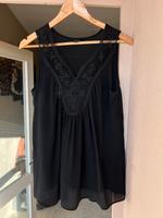 Chiffon Bluse schwarz Spitze S M 36 38 elegant Business Saarland - Spiesen-Elversberg Vorschau