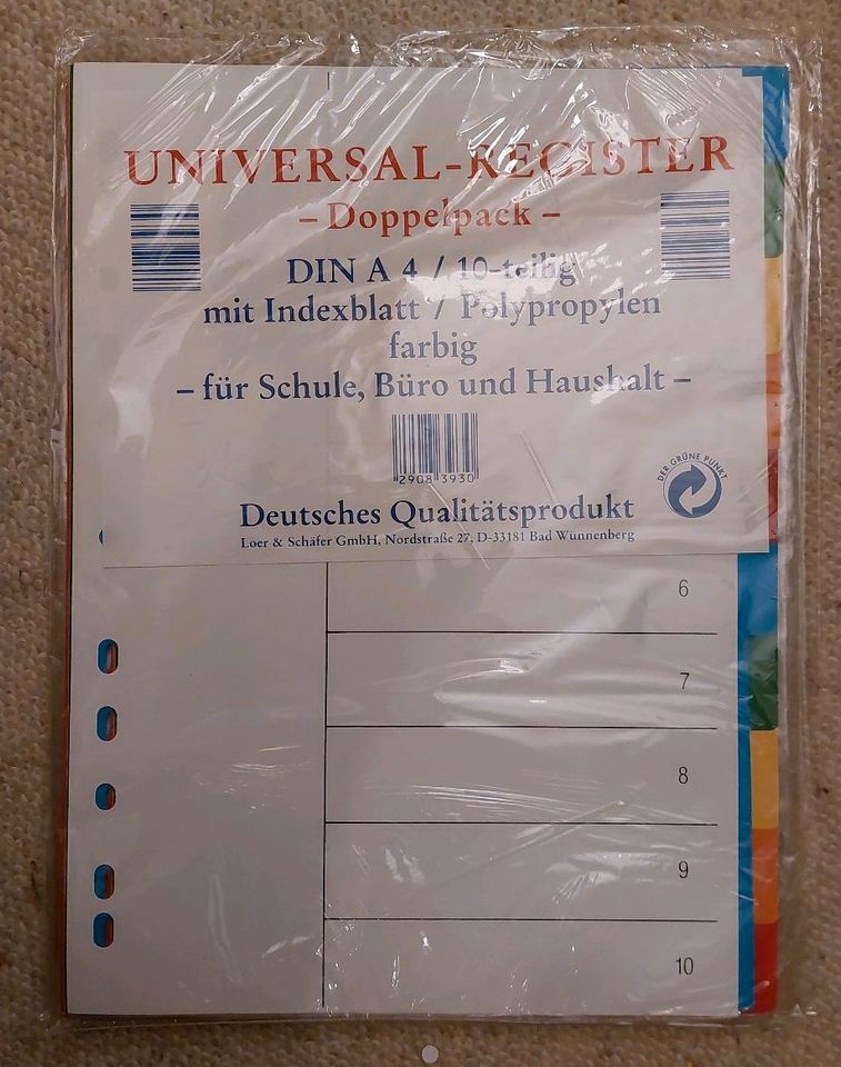 Universal-Register Doppelpack, Ringbuch Register und Ordner-Regis in Hamburg