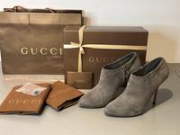 GUCCI Stiefeletten, KID SCAMOSCIATO, grau, Größe 40,5, Wildleder Frankfurt am Main - Sachsenhausen Vorschau