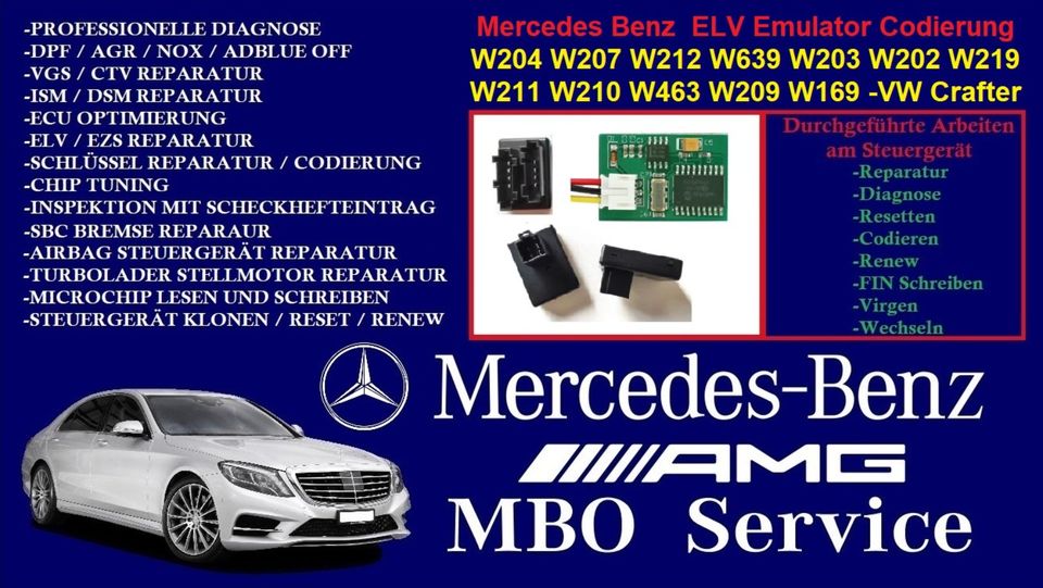 Mercedes W204 W207 W212 W639-906 ELV Reparatur Emulator Codierung in Hürth