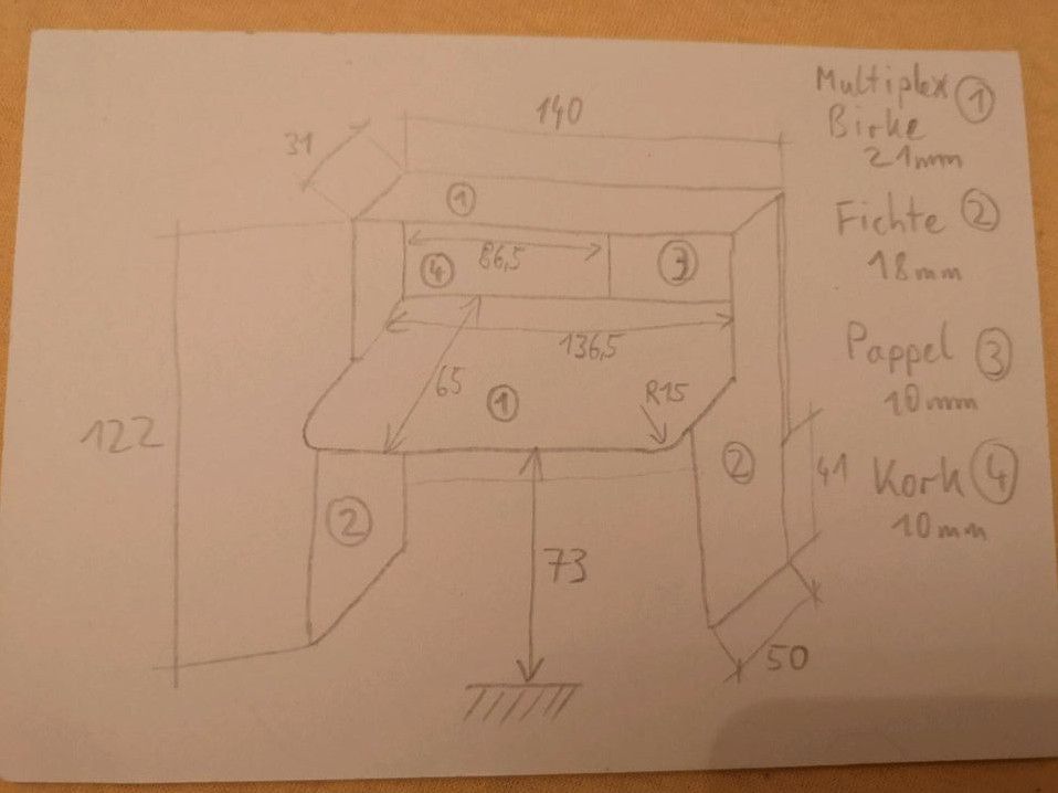 Schreibtisch Massivholz 140x65 mit Aufsatz in Surberg