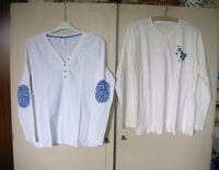 2 neue Langarm-Shirts, 40, weiß, blaue Motive, 100 % Baumwolle Köln - Porz Vorschau