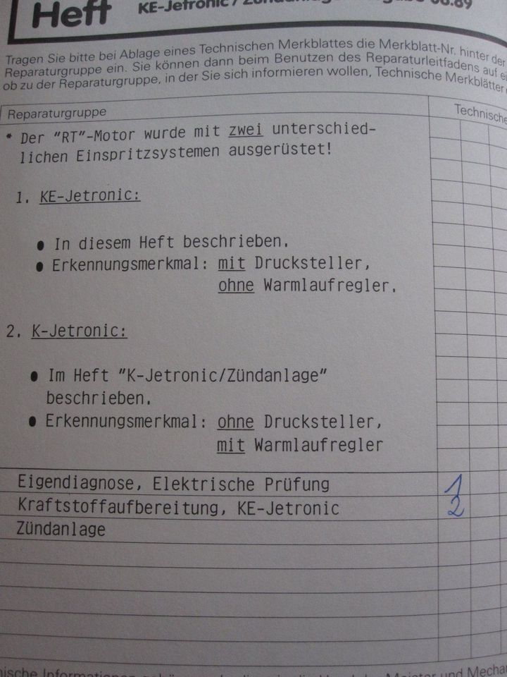 1 ORIG. REP-LEITFADEN AUDI 100 1983-, AUDI 200 1984-, KE-JETRONIC in Würzburg