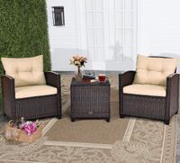 3 tlg Terrassen Set Rattan Gartenmöbel + Couchtisch Outdoor Hessen - Bebra Vorschau