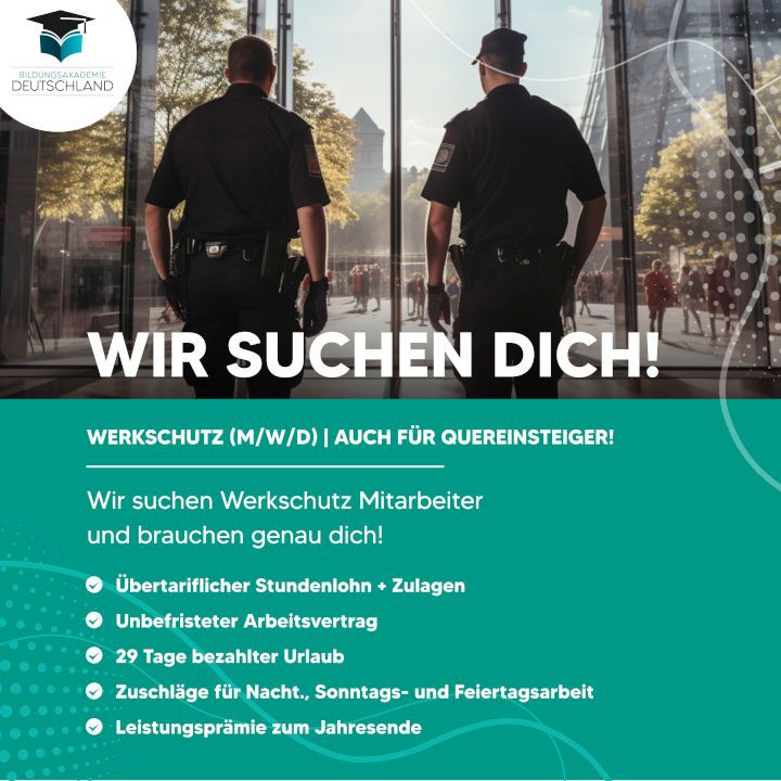 Arbeite im Werkschutz (m/w/d) | Bis zu 3.000 € verdienen**|job|security|quereinsteiger|sicherheitsmitarbeiter|vollzeit in Waiblingen