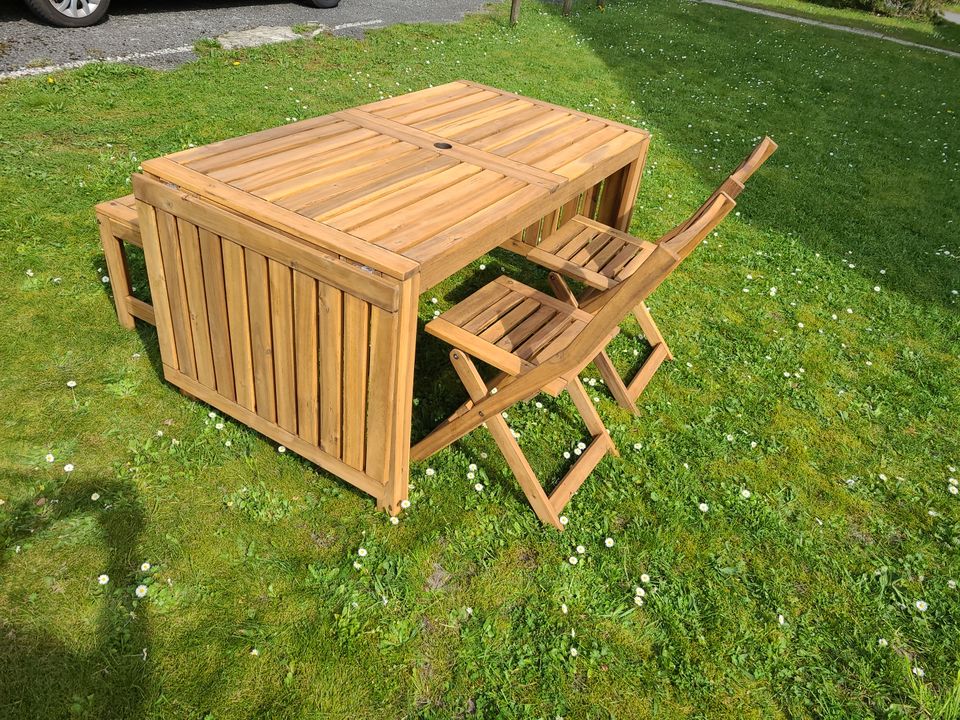 Äpplarö Ikea Gartenmöbel 4-tlg. Teak Lasur Tisch Stühle Bank in Bielefeld