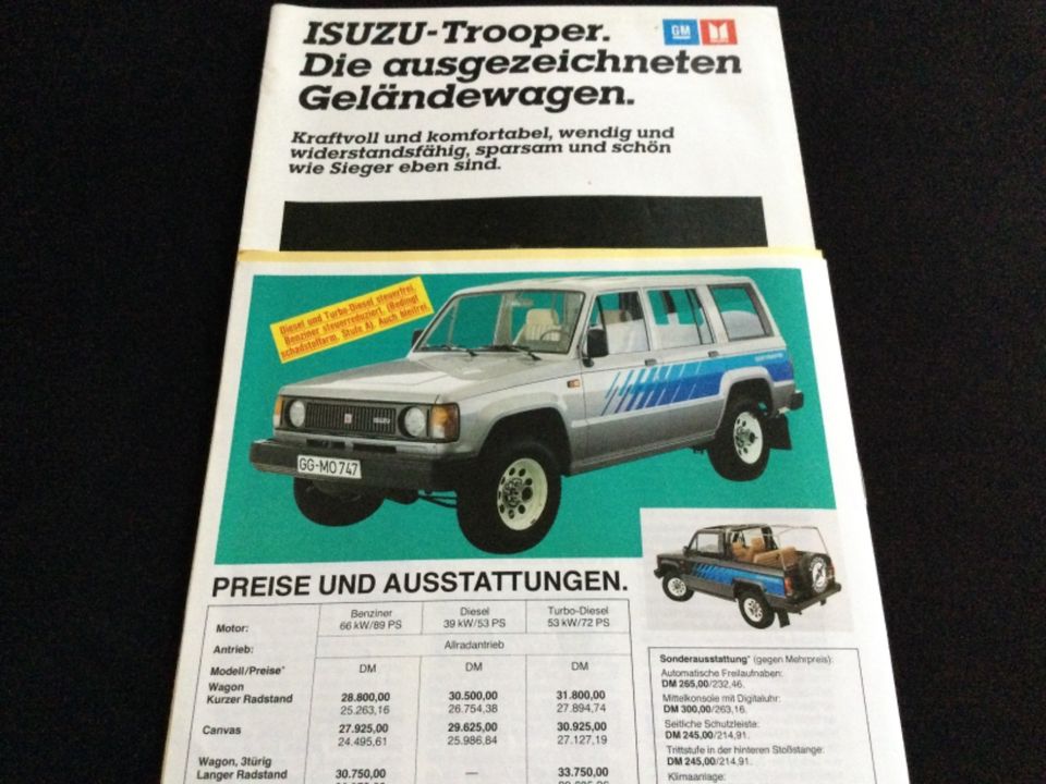 Isuzu Trooper Prospekt und Test von 1985 in Kiel