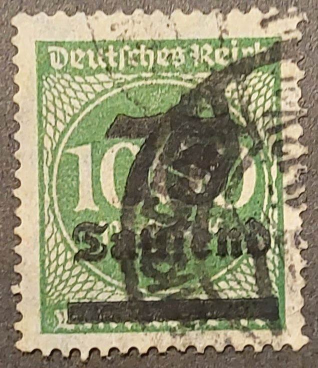 Briefmarke Deutsches Reich 1923, 1000 Mark überdruckt, gestempelt in Leverkusen