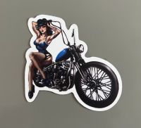 Aufkleber Pin Up Biker Chopper Cruiser Harley Indian Rock blau Bayern - Fürstenstein Vorschau