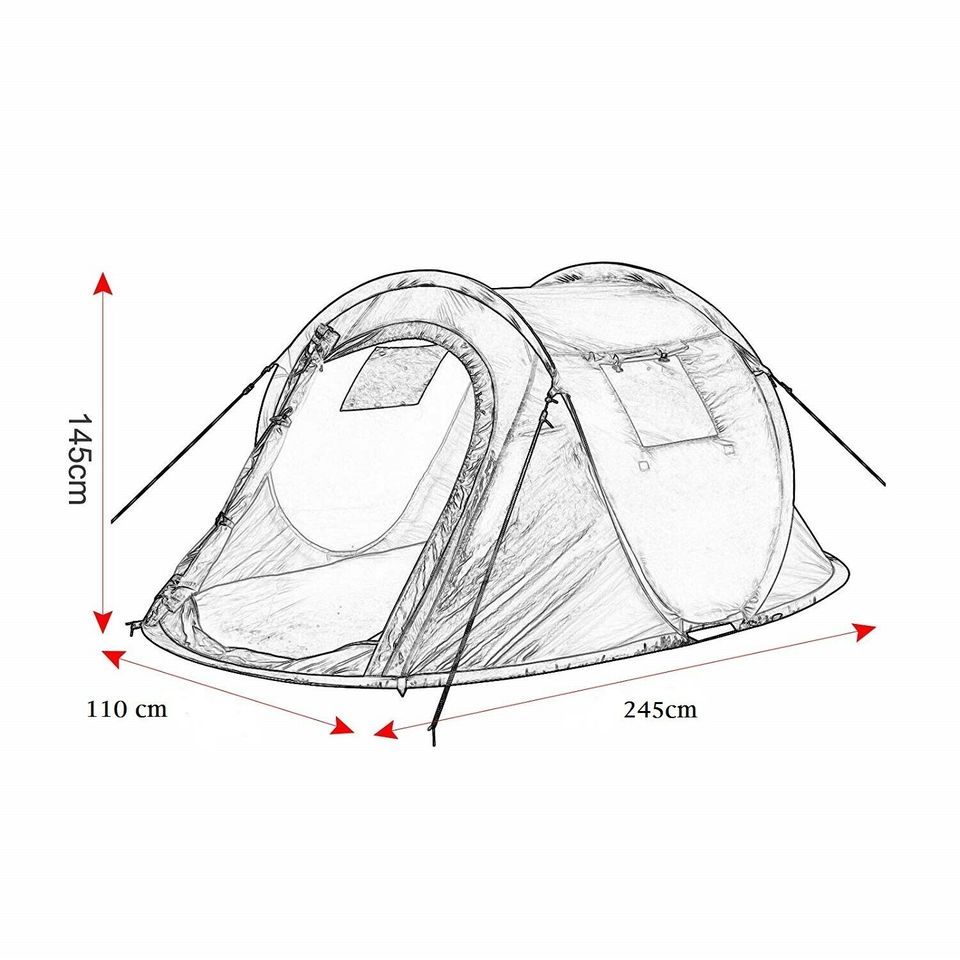 Wurfzelt Sekundenzelt 3 Prs. Outdoor Campingzelte Zelte Orange in Essen