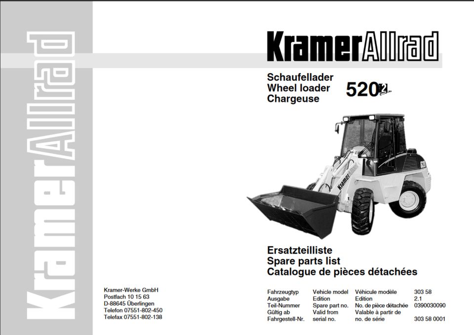 Kramer Allrad 520 620 Service Handbuch Ersatzteilliste in Bremen