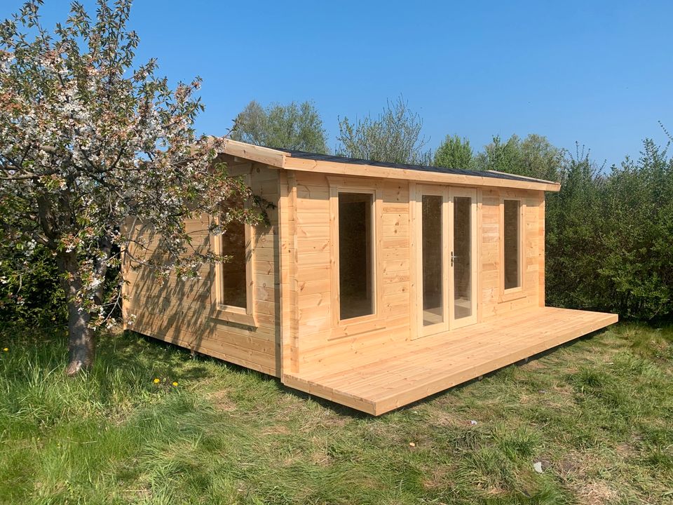 Gartenhaus TINY 19,71m2 mit Aufbau aus 44mm Blockbohlen ALL INKL! in Luckenwalde