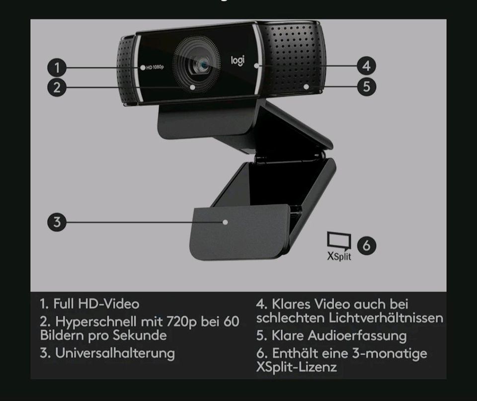 Logitech C922 Pro Webcam mit Stativ in Bad Rodach