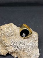 Vintage Herren Gold Ring 750er Gelb Gold Obsidian Rheinland-Pfalz - Kasbach-Ohlenberg Vorschau