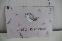 Dekoschild Metallschild Endlich Kuschelzeit Vogel rosa altrosa Nordrhein-Westfalen - Hagen Vorschau