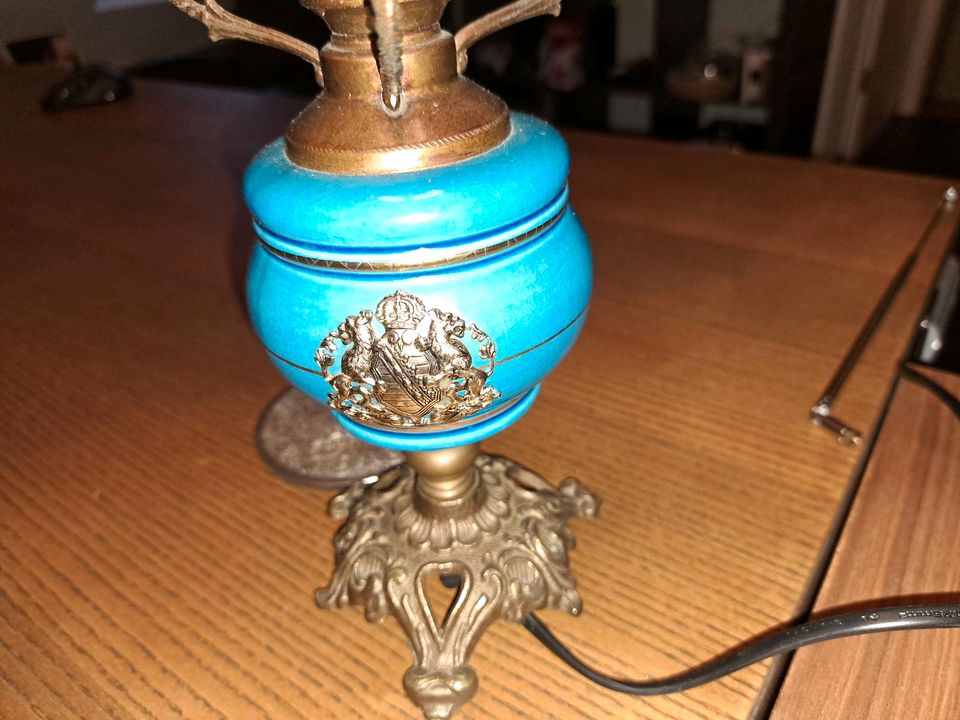 Vintage Tischlampe Pertrol Blau in Bielefeld