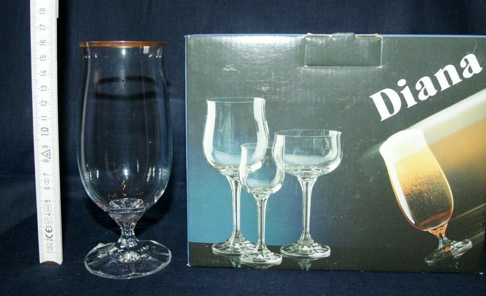 Bierglas / Biertulpe / Longdrinkglas mit Goldrand "Diana" 12Stück in Kirchweidach