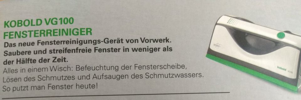 Kobold VG 100 Fensterreiniger/Fensterwischer Vorwerk neu in Schwelm