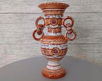 Vase, Henkel, handbemalt, Ringe, braun, orange, Amphore Niedersachsen - Grasberg Vorschau