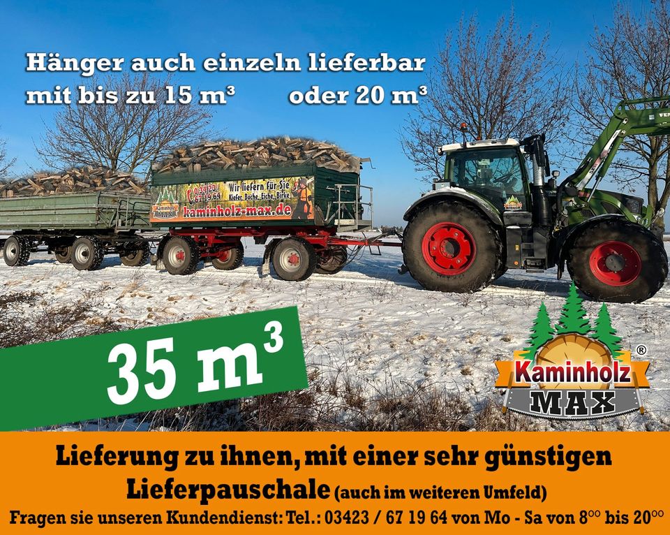 ab 4 m³ bis 35 m³ - 30 km um KEMBERG, Gräfenhainichen, Bad Schmiedeberg Kaminholz, Brennholz, Feuerholz, Holzvergaser, Kamin, Holz, Feuer, Brenn in Kemberg