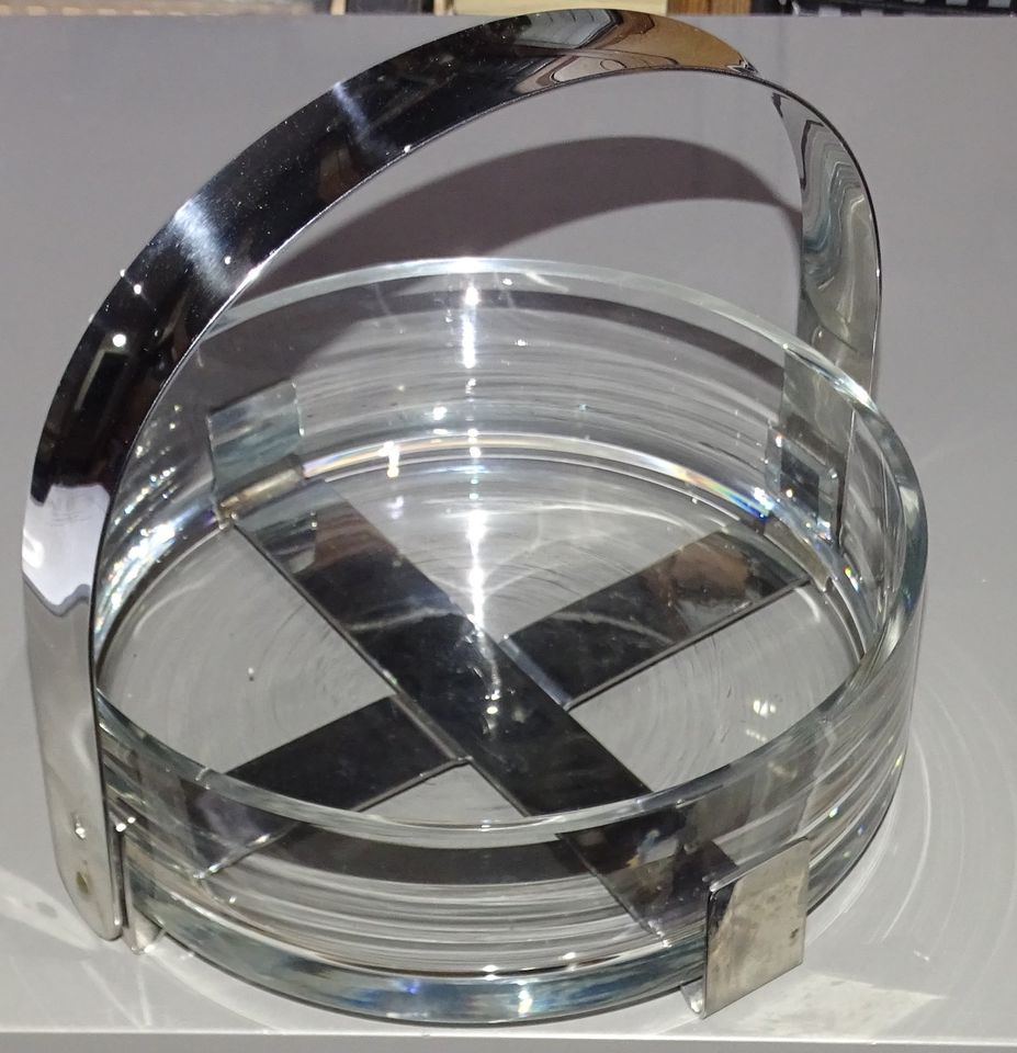 Glasschale Anbieteschale mit Metallhenkel retro klassisch modern in Stutzenklinge