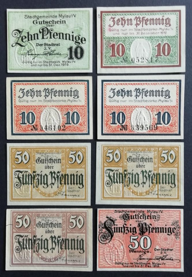 Banknoten Notgeld Gutscheine Mylau Vogtland 1919 und ohne Jahr in Radebeul