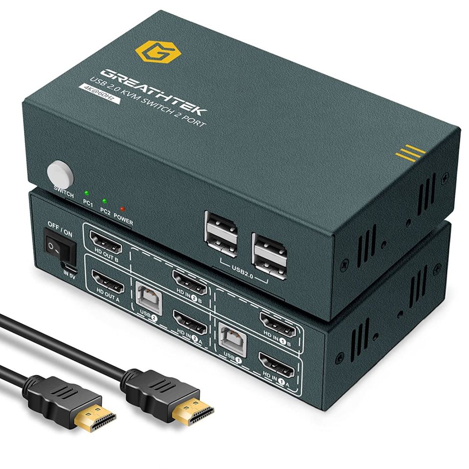 NEU GREATHTEK KVM Switch 2 Monitore 4K60Hz, USB 2.0 KVM in Hamburg