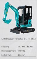 Minibagger Kobelco SK 17 Nordrhein-Westfalen - Hückeswagen Vorschau