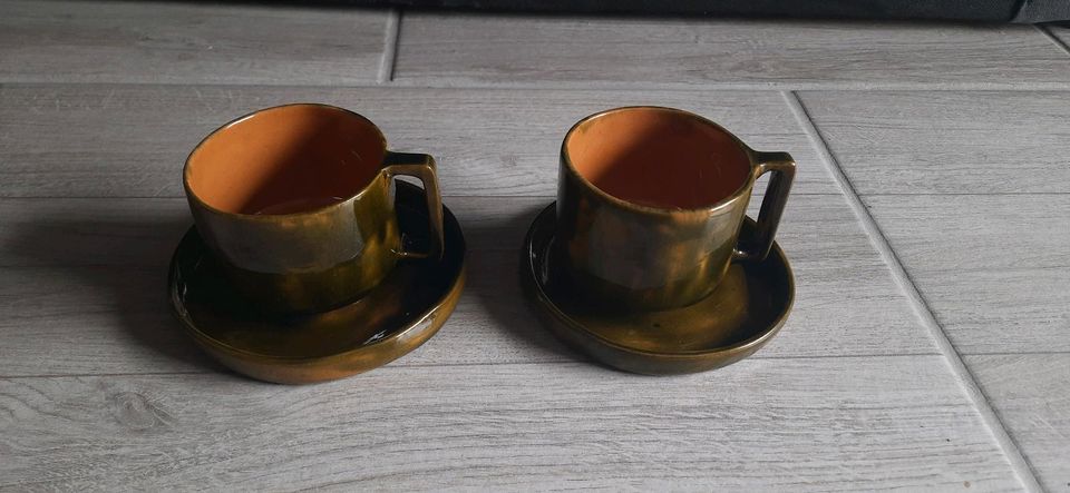Kaffeetassen/Espressotassen Set 2 Tassen 2 Teller aus Keramik in Titisee-Neustadt