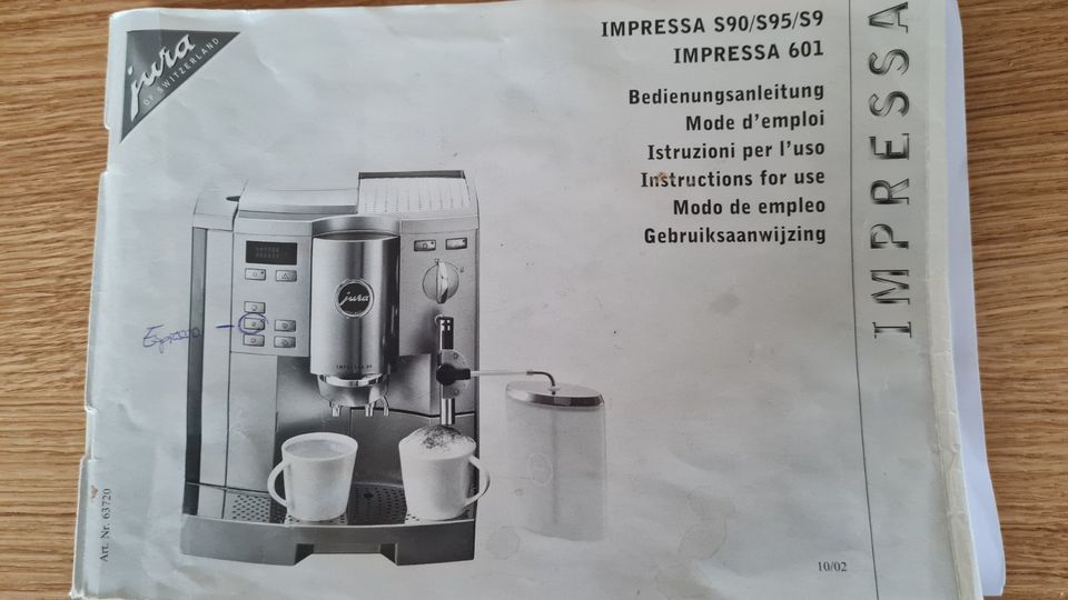 Jura Impressa S9 Vollautomat Kaffeem.+ Mahlwerk + Cappuccino-Funk in Drensteinfurt