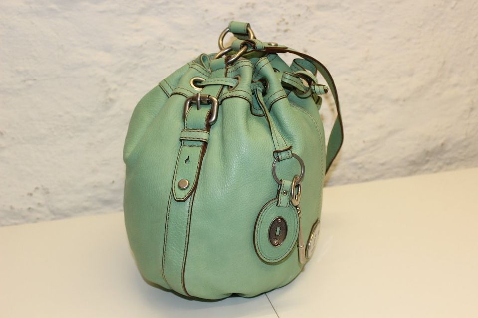 FOSSIL Maddox Drawstring Handtasche Schultertasche Leder Mintgrün in Duisburg