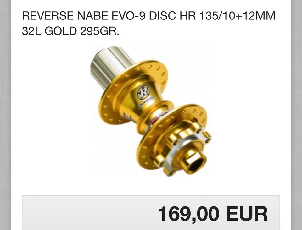 Reverse Nabe Evo 9 gold 10x135 Neu! in München