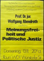 Politisches Plakat Gastvortrag Prof. Dr. Wolfgang Abendroth Niedersachsen - Springe Vorschau