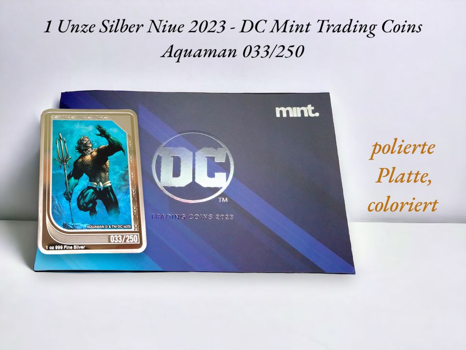 1 Unze Silber DC Comics Trading Card Coin - Aquaman 033/250 in Wittingen