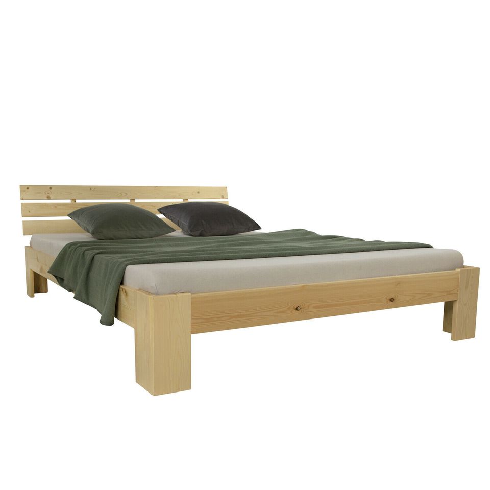 Holzbett Doppelbett Futonbett 160x200 cm Natur Lattenrost VB160€* in Magdeburg