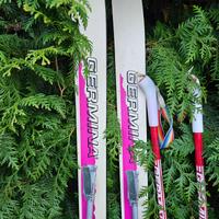 Nostalgie alte Germina DDR Ski 170 mit Skistöcken - Deko Sachsen-Anhalt - Salzatal Vorschau