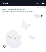 Diamentini wand Uhr Metall weiß butterfly Schleswig-Holstein - Osdorf Vorschau