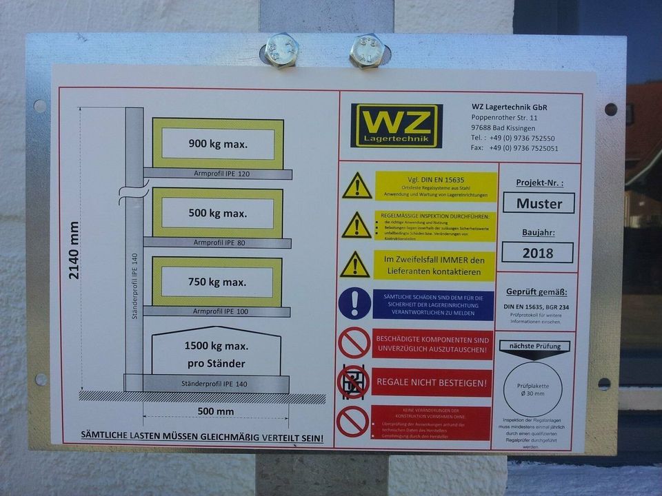 10,60m KRAGARMREGALE,h=6,30m,Kragarme IPE 100 / Tragkraft 900kg in Bad Kissingen