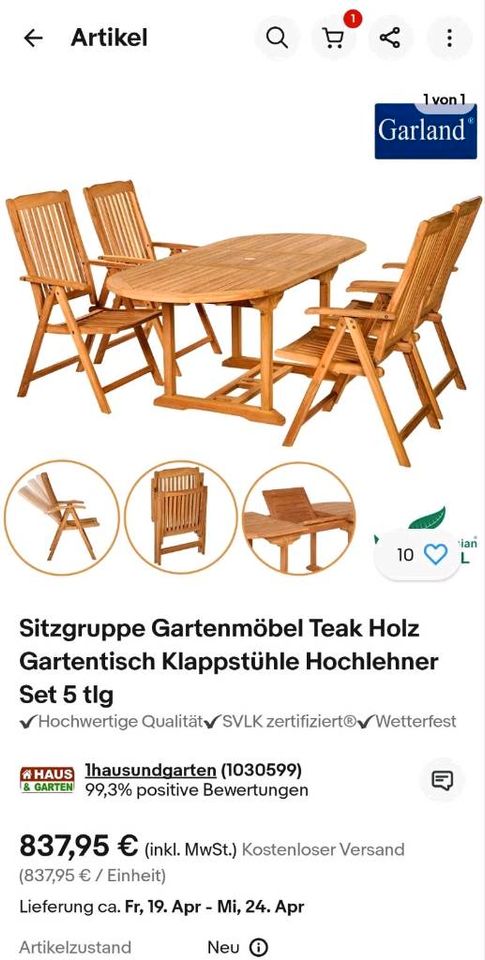 Biete 6 Stühle und ein Ovaler Tisch teakholz gebraucht in Lippstadt