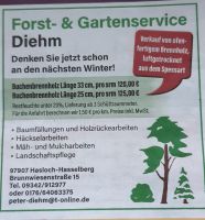 Brennholz, Baumfällungen, Gartenpflege, Mulcharbeiten Bayern - Hasloch Vorschau