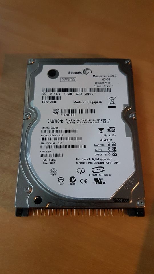 Seagate Momentus 2,5" 60GB IDE in Karlstein