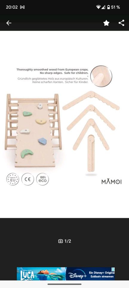 MAMOI Montessori Kletterdreieck Pikler Holz Rutsche Baby Kinder in Großbeeren